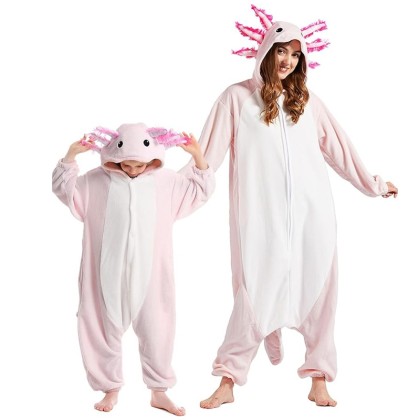 Pink Axolotl Onesie Parent-Child Pajamas For Family Matching Halloween Costumes