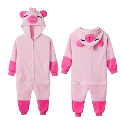 Pink Capybara Onesie Pajamas Kigurumi For Adults Halloween Cartoon Costumes