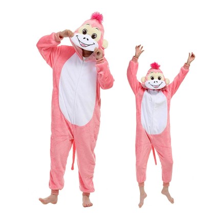 Pink Folkloric Monster Hooded Onesie Kigurumi For Halloween Adults & Kids Costumes