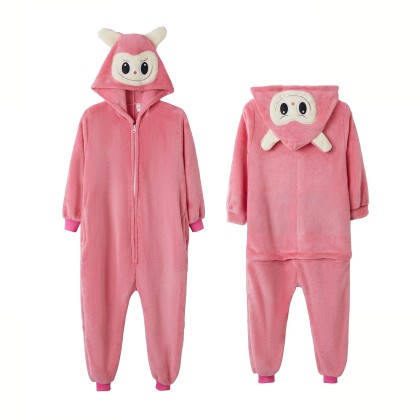 Pink Labubu Onesie Kigurumi Pajama For Kids Halloween Costume