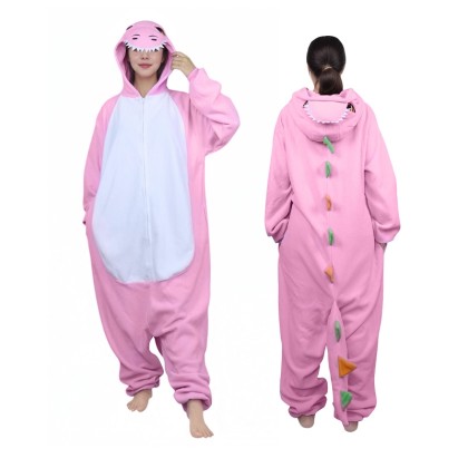 Pink Multi-Colored Dinosaur Onesies Kigurumi For Halloween Adults Costumes
