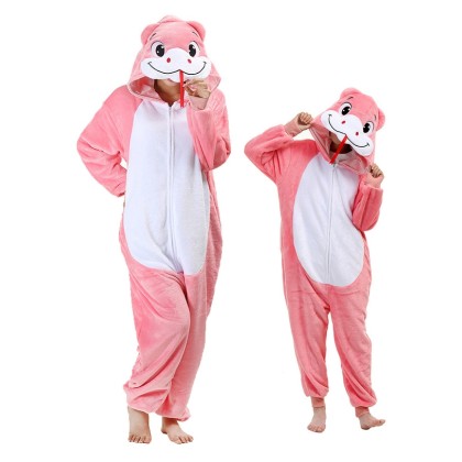 Pink Snake Parent-Child Onesies Kigurumi For Matching Family Halloween Animal Costumes