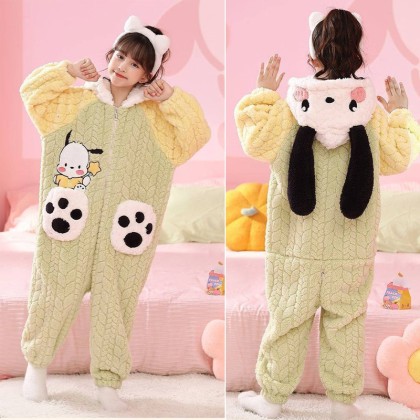 Pochacco Kigurumi Coral Fleece Onesie Pajamas For Kids Halloween Costumes