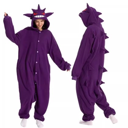 Pokemon  Dark Purple Gengar Onesies Kigurumi For Adults Halloween Costumes 