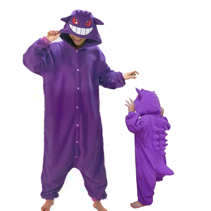 Pokemon Gengar Onesies Pajamas Kigurumi For Adults & Kids Halloween Family Costumes