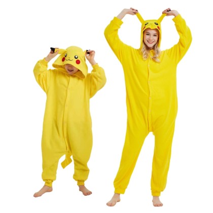 Pokemon Pikachu Onesies Pajamas Kigurumi For Family Halloween Adults & Kids Costumes