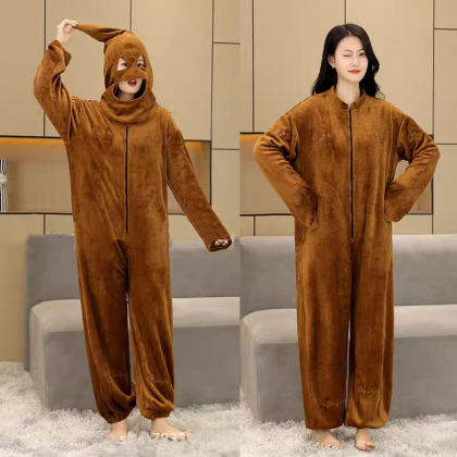  Halloween Costume Poop Funny Onesie Kigurumi Pajamas For Adult
