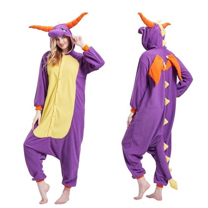 New Purple Dragon Onesie Animal Kigurumi For Halloween Costumes