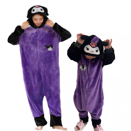 Purple Kuromi Onesie Pajamas Kigurumi For Family Matching Halloween Costumes