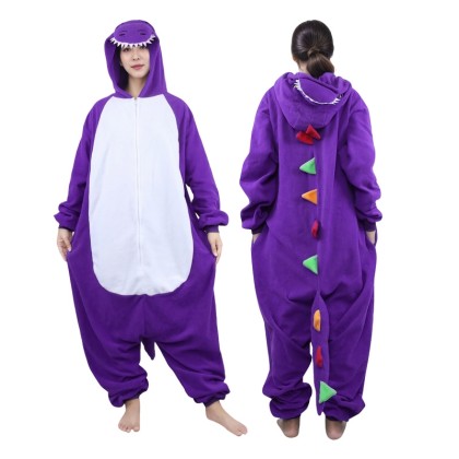 Purple Multi-Colored Dinosaur Onesies Kigurumi For Halloween Adult Costumes