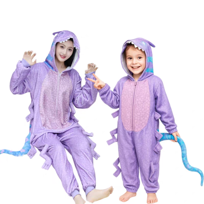 Purple Octopus Family Matching Kigurumi Onesies For Adults & Kids Halloween Costumes