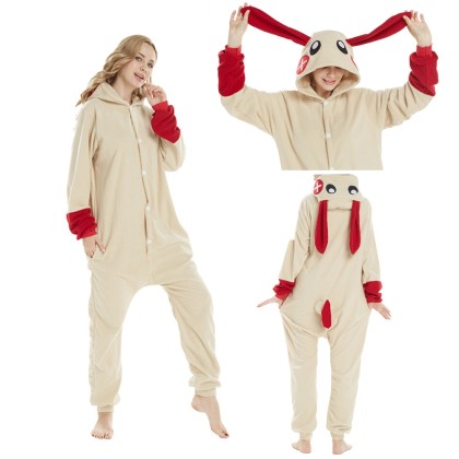 Plus Sign Red Rabbit Kigurumi Onesie  Animal Pajama Costume For Adult