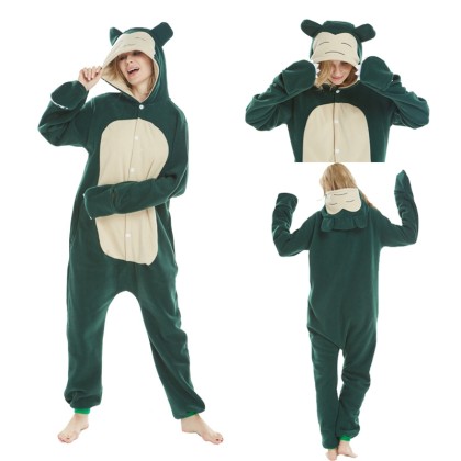 Green Snorlax Kigurumi Onesie Pajama For Adult Animal Costumes