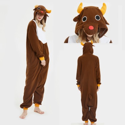 Brown Deer Onesie Kigurumi Pajamas Animal Costume For Adult