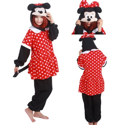 3D Minnie Mouse Onesie Kigurumi Cartoon Animal Costume For Adult