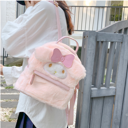 Cute Pink Rabbit Animal Plush Cartoon Backpack For Kids and Teens