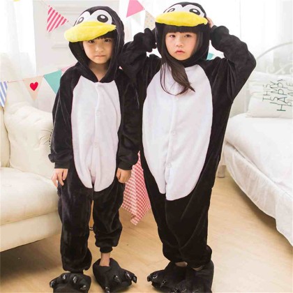 Animal kigurumi black white Penguin onesie pajamas for kids