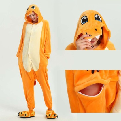 Kigurumi Yellow Charmander Onesies Animal Unisex Pajamas For Adults