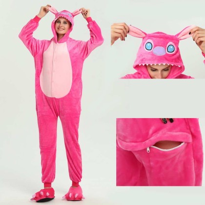 Kigurumi Pink Stitch Onesies Animal Pajamas For Adults