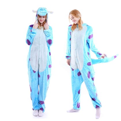 Kigurumi Blue Purple Sullivan Onesies Animal Pajamas For Adults