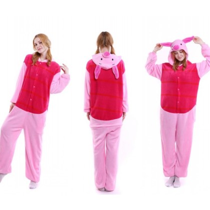 Kigurumi Pink Piglet Onesies Animal Pajamas For Adults