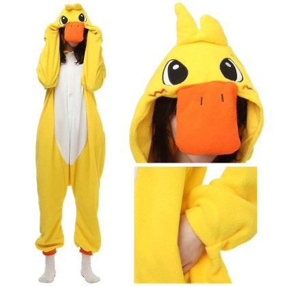 Yellow Duck Kigurumi Onesie Unisex Flannel Animal Pajamas