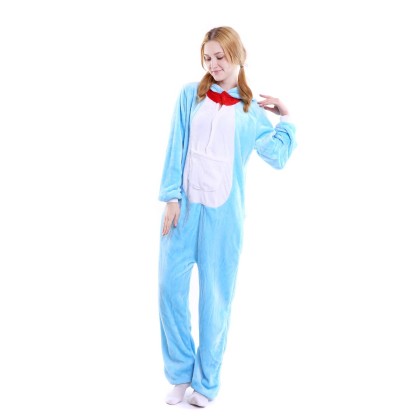 Blue Doraemon Kigurumi Onesie Flannel Pajamas