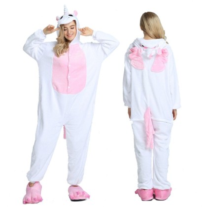 Pink Unicorn Onesie  Flannel Animal Pajamas Kigurumi