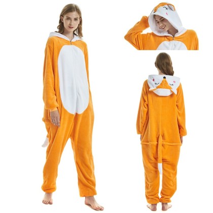 Yellow Fox Kigurumi Animal Onesie Pajamas For Adults