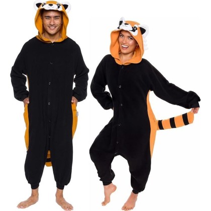 Raccoon Kigurumi Onesies For Halloween Adults Couples Animal Costumes