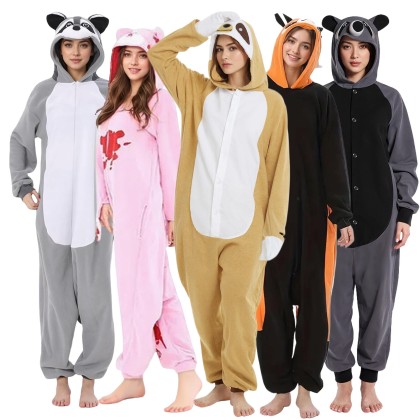 Raccoon Sloth Gloomy Bear Kigurumi Onesies For Halloween Adults Animal Group Costumes