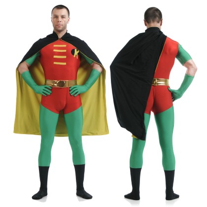 Teen Titans Robin Cosplay Jumpsuit With 'K' For Adults Halloween Costume