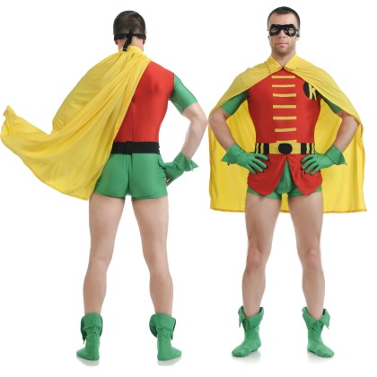 Robin the Boy Classic Short Sleeves Bodysuit with R For Adult Halloween Costume