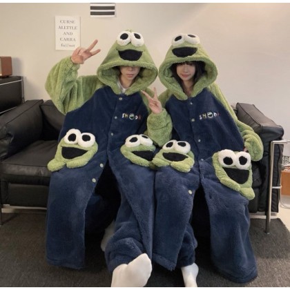 Sesame Street Couple Robes Long Plush  Loungewear Set For Couple Matching Halloween Costumes