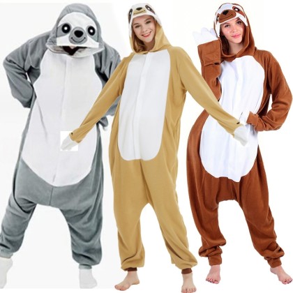Cute Sloth Onesies Kigurumi Pajamas For Adults Halloween Group Costumes