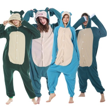 Multi Color Snorlax Onesie Pokemon Kigurumi For Halloween Adults Group Costumes 