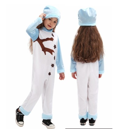 Snowman Slanted Twig Onesie Kigurumi Pajamas For Kids Halloween Costumes