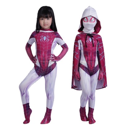 Spider-Gwen Kids Bodysuit with Hood For Halloween Costumes