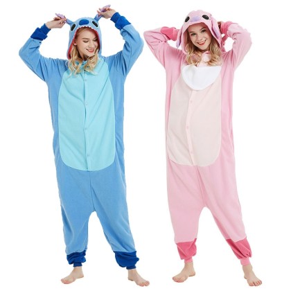 Stitch & Angel Onesie Kigurumi For Halloween Couples Costumes