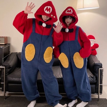 Super Mario Onesie Couples Kigurumi Thicked Pajama For Halloween