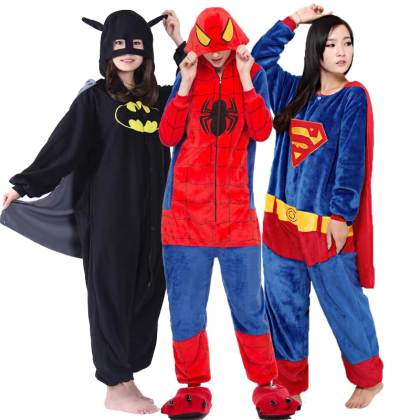 Superhero Kigurumi Onesie For Adults Cartoon Halloween Group Costumes 