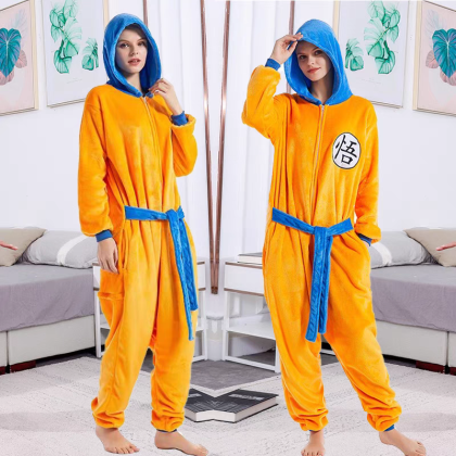 Dragon Ball Son Goku  Onesie Kigurumi Flannel Costumes Halloween Outfit For Adults