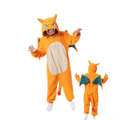 Anime Pokemon Charizard Kigurumi Onesie Cartoon Pajama Halloween Costume For Kids
