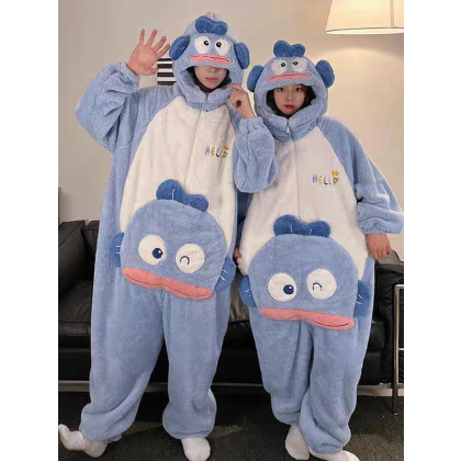  Couples Matching Cartoon The Smurfs Onesie Kigurumi Winter Thickened Cute Hoodie Pajamas 