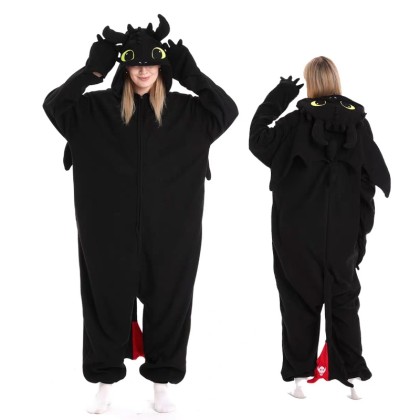 Black Dragon Toothless Night Fury Onesie Kigurumi For Adults Halloween Costumes