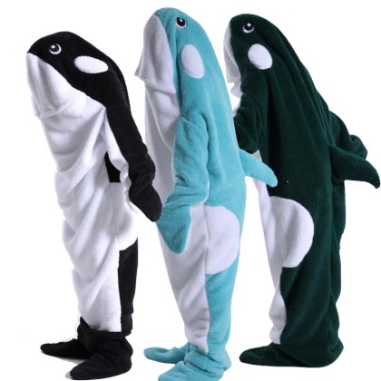 Funny Whale Hoodie Onesie Wearable Cozy Blanket For Adults & Kids Halloween Costumes