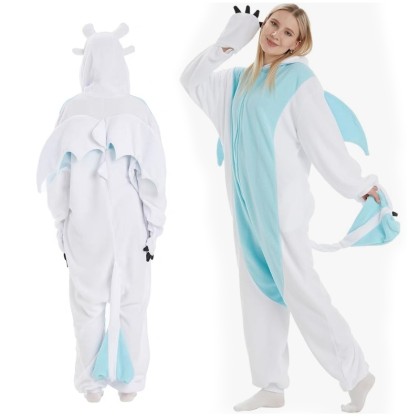 White Dragon Light Fury Onesie Kigurumi For Adults Halloween Costumes