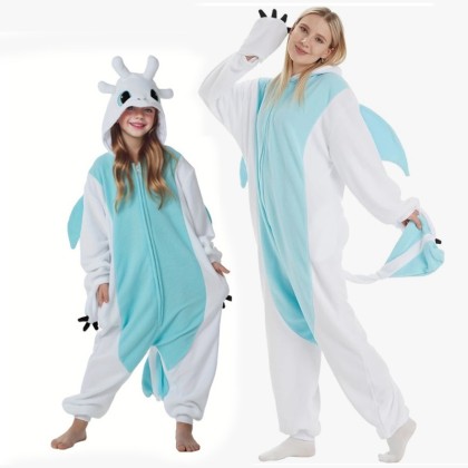 White Dragon Light Fury Onesie Kigurumi For Matching Family Halloween Costumes