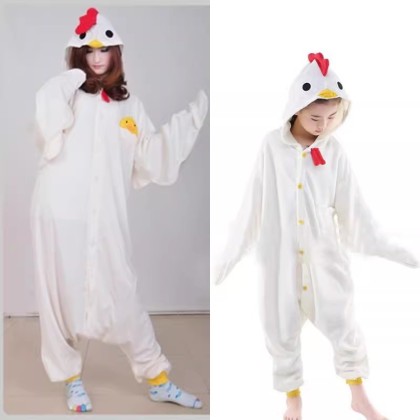White Rooster Onesie Kigurumi Pajamas For Family Halloween Adults & Kids Costumes