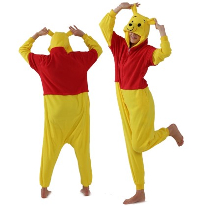 Winnie the Pooh Onesie Kigurumi For Adults Halloween Cartoon Costumes Zip Up